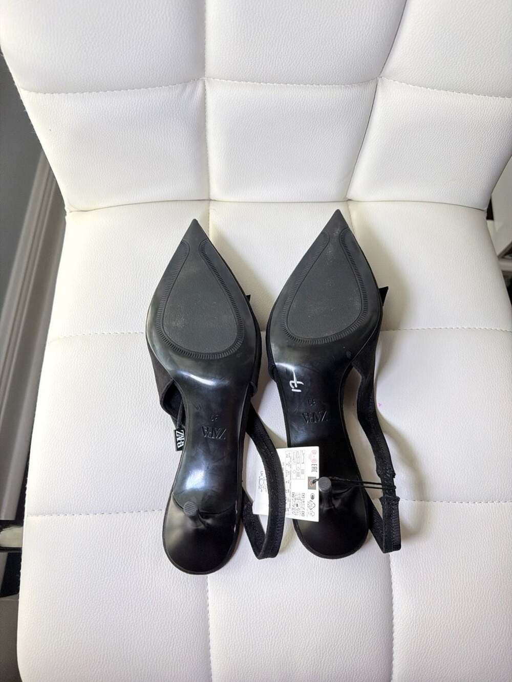 ZARA Black Bow Slingback Kitten Heels - Picture 8 of 8